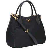 Prada BR4992 Tessuto Nylon Convertible Bag- Black (Silver Hardware)