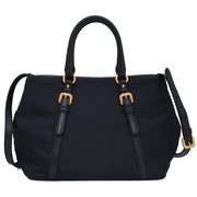 Prada BN1841 Tessuto Nylon Convertible Satchel Bag- Black (Silver Hardware)