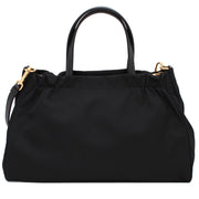 Prada B1843M Tessuto Nylon & Saffiano Leather Trim Top Zip Bag- Fumo