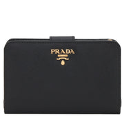 Prada 1M1225 Saffiano Leather French Wallet with Coin Zip Pocket PinkOrchard