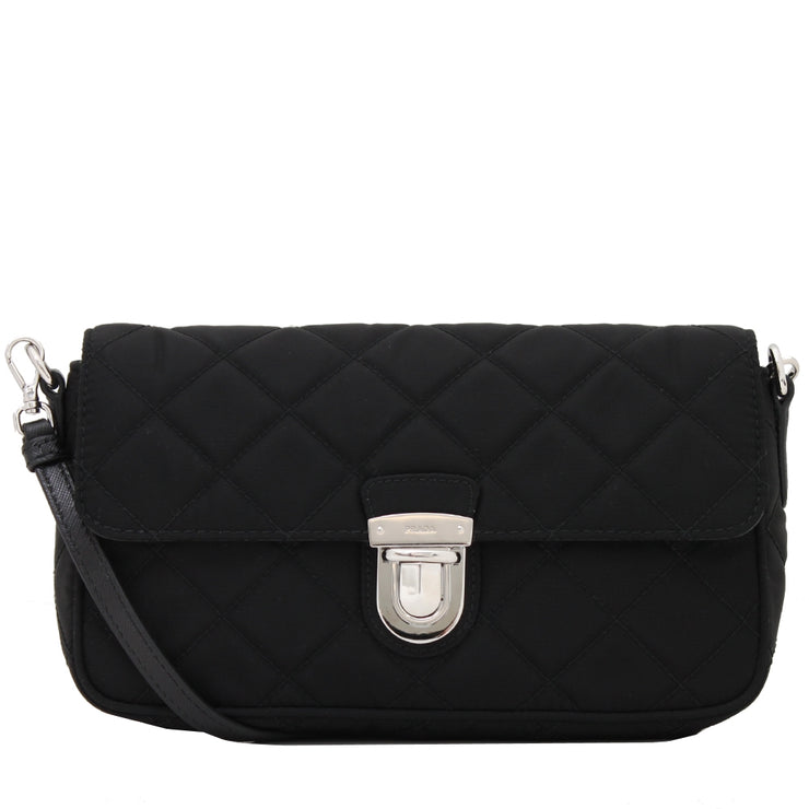 Prada 1BH025 Tessuto Nylon Quilted Convertible Clutch Sling Bag- Black