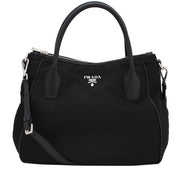 Prada BR4992 Tessuto Nylon Convertible Bag- Black (Silver Hardware)