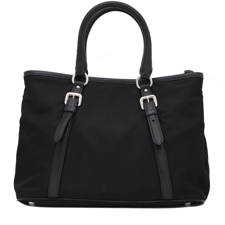 Prada BN2832 Tessuto Nylon Top Handle Convertible Bag- Black