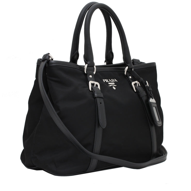 Prada BN2832 Tessuto Nylon Top Handle Convertible Bag- Granato