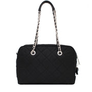 Prada BL0903 Quilted Tessuto Nylon Shoulder Bag with Chain Accents- Royal