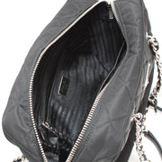 Prada BL0903 Quilted Tessuto Nylon Shoulder Bag with Chain Accents- Black