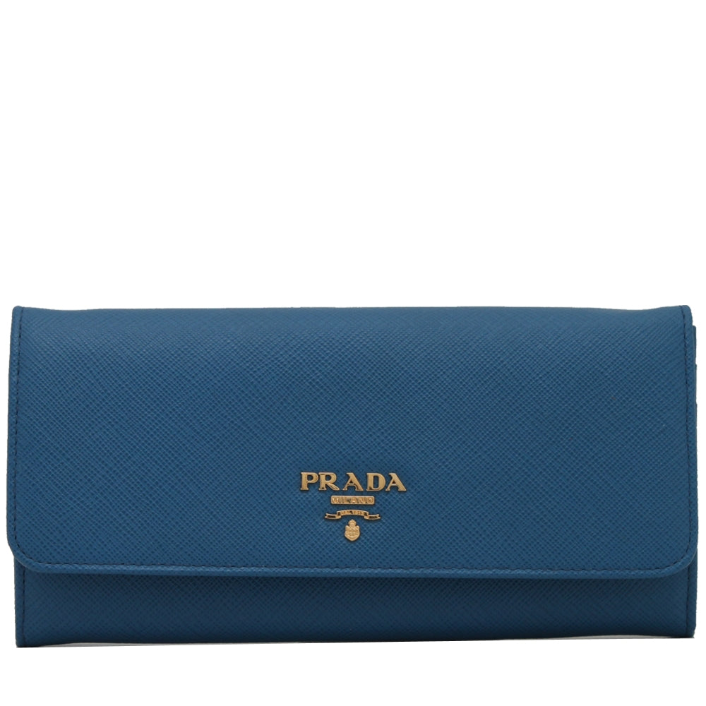 Prada 1MH132 Saffiano Leather Long Fold Wallet Cobalt