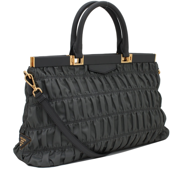 Prada B2803Z Tessuto Nylon Gaufre Convertible Bag- Ardesia