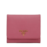 Prada 1MH176 Saffiano Leather Short Trifold Clasp Wallet- Geranio