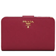 Prada 1ML225 Saffiano Leather French Wallet with Coin Zip Pocket- Ibisco