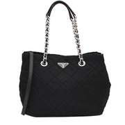 Prada 1BG740 Quilted Tessuto Impuntu Nylon Convertible Bag with Chain Accents