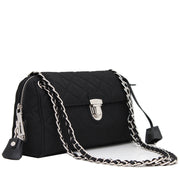 Prada BR4965 Quilted Tessuto Impuntu Nylon Convertible Chain Bag- Black