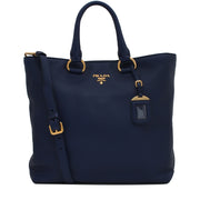 Prada BN2865 Vitello Daino Leather Convertible Shopping Tote Bag- Inchiostro