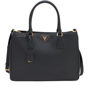 Prada 1BA874 Saffiano Lux Convertible Tote Bag- Black