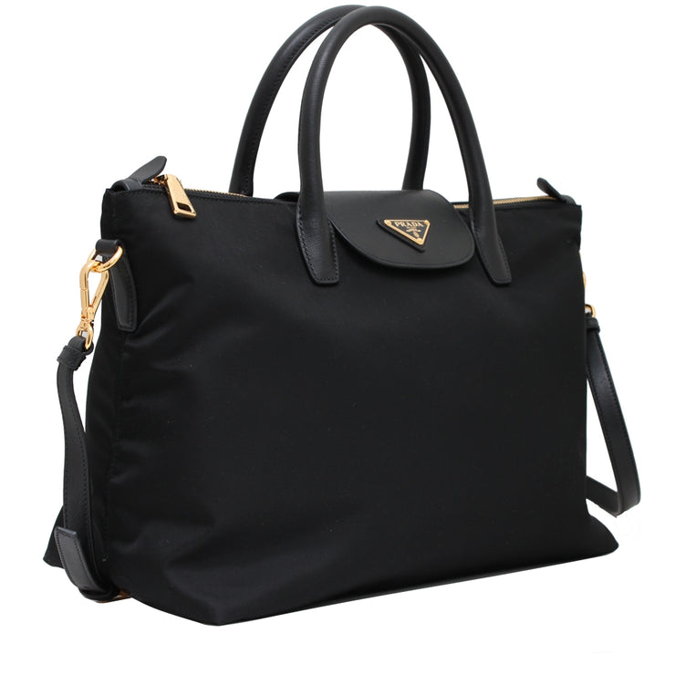 Prada BN2541 Tessuto Nylon Convertible Tote Bag- Black