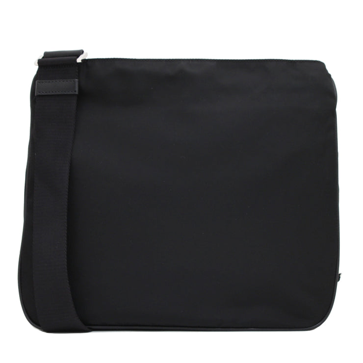 Prada 2VH563 Tessuto Nylon Top Zip Messenger Bag- Black