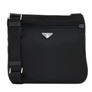 Prada 2VH563 Tessuto Nylon Top Zip Messenger Bag- Black