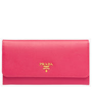 Prada 1MH132 Saffiano Leather Long Fold Wallet- Peonia- Begonia