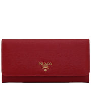 Prada 1MH132 Vitello Move Leather Long Fold Wallet- Lacca