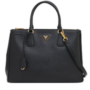 Prada 1BA274 Galleria Saffiano Lux Convertible Tote Bag- Black