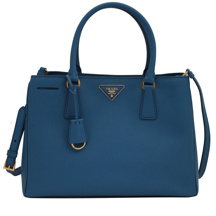 Prada 1BA874 Saffiano Lux Convertible Tote Bag- Cobalto