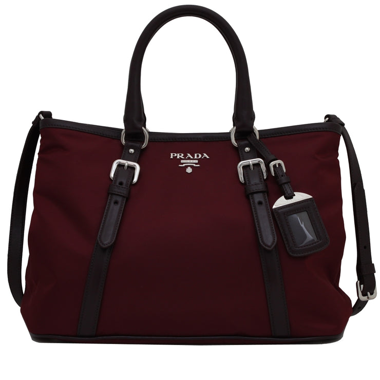 Prada BN1841 Tessuto Nylon Convertible Satchel Bag- Granato