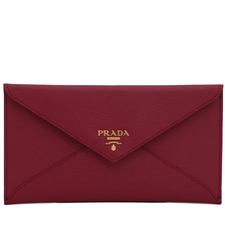 Prada 1MF175 Vitello Move Leather Envelope Wallet with Flap- Ibisco