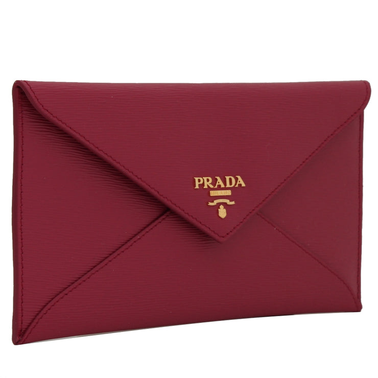 Prada 1MF175 Vitello Move Leather Envelope Wallet with Flap- Black