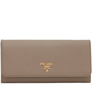 Prada 1MH132 Saffiano Leather Long Fold Wallet- Visone