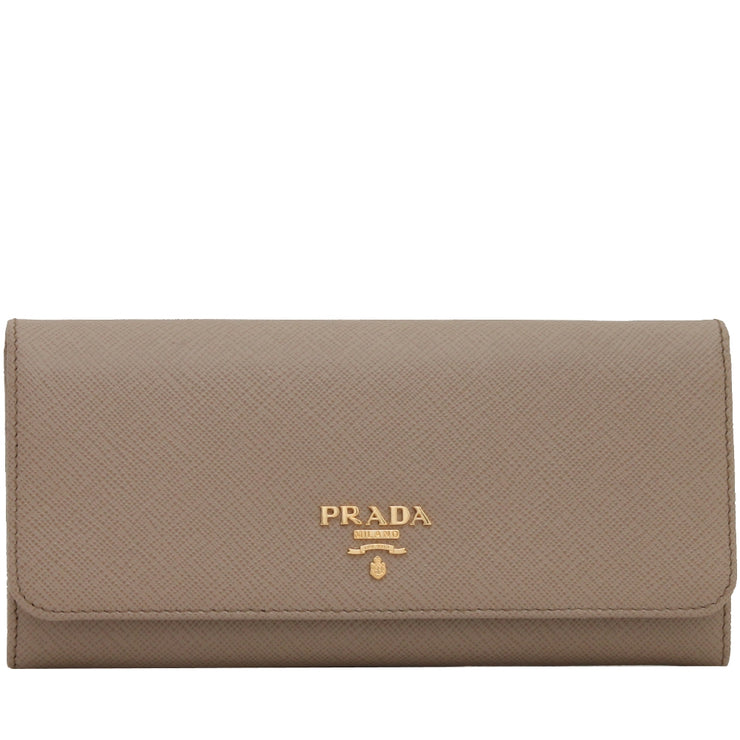 Prada 1MH132 Saffiano Leather Long Fold Wallet- Visone