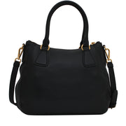 Prada 1BC032 Vitello Phenix Leather Convertible Bag- Black