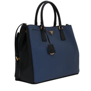 Prada B2830A Saffiano Lux Convertible Tote Bag- Bluette & Nero