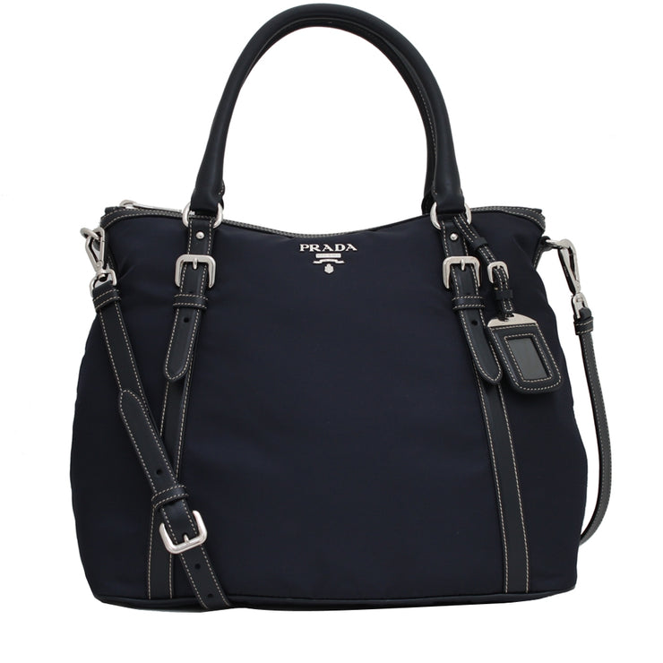 Prada BR5116 Tessuto Nylon Convertible Bag- Blue