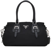 Prada 1BA021 Tessuto Nylon Convertible Satchel Bag- Black