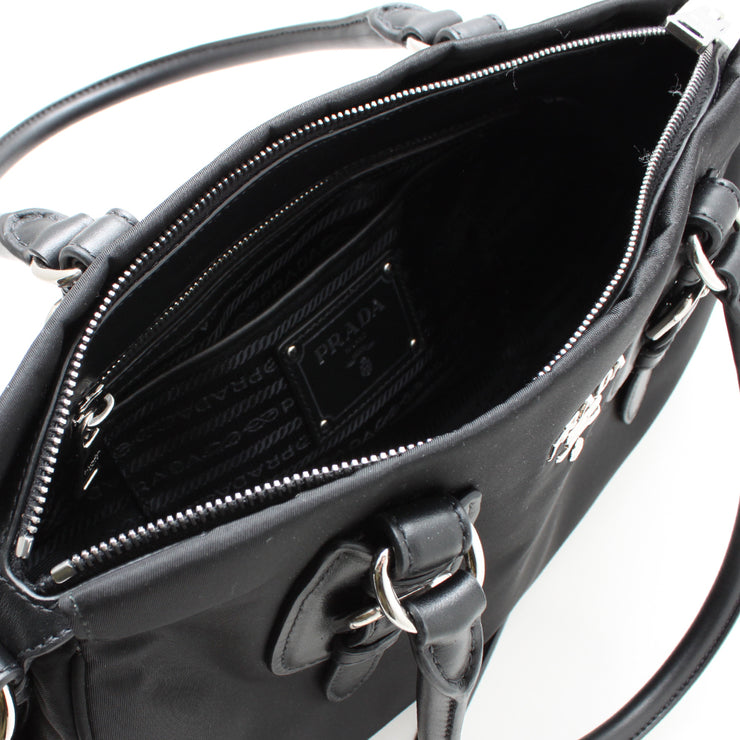 Prada 1BA021 Tessuto Nylon Convertible Satchel Bag- Black