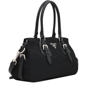 Prada 1BA021 Tessuto Nylon Convertible Satchel Bag- Black