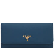 Prada 1MH132 Vitello Move Leather Long Fold Wallet- Cobalt