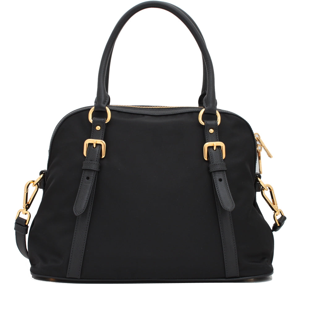 Prada Black shops Convertible Belted Tessuto with Leather Medium Hobo Bag