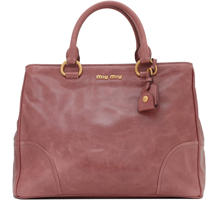 Miu Miu RN1092 Vitello Shine Convertible Tote Bag- Ancient