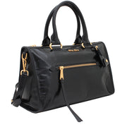 Miu Miu 5BB101 Vitello Shine Convertible Tote Bag- Black