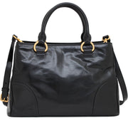 Miu Miu RN1128 Vitello Shine Convertible Tote Bag- Black