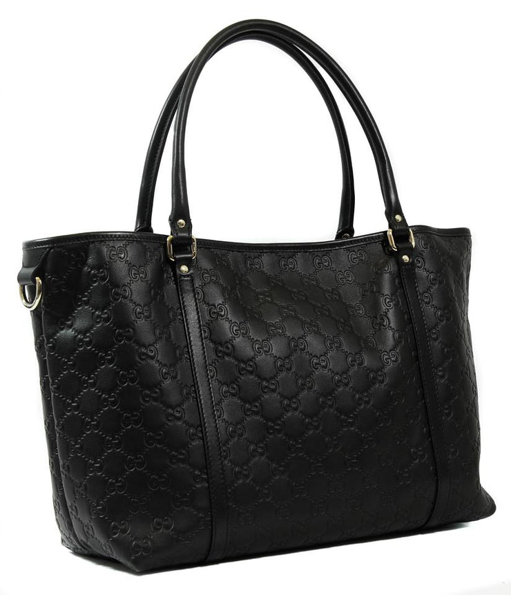 Gucci 265695 GG Guccissima Leather Medium Tote Bag- Black