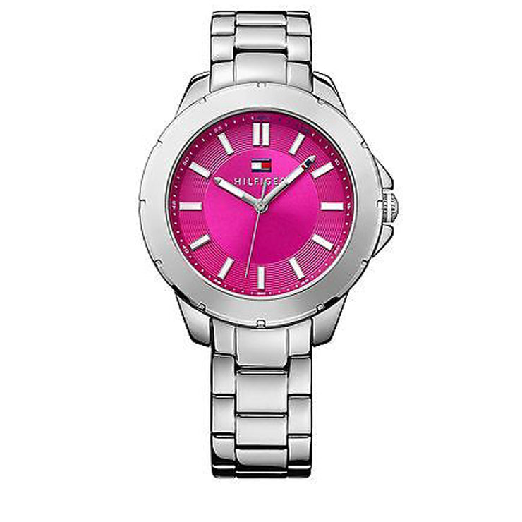 Tommy Hilfiger Watch 1781436- Silver Stainless Steel with Round Pink Dial Ladies Watch