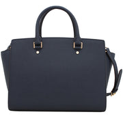 Michael Kors Selma Large Saffiano Leather Satchel Bag- Navy