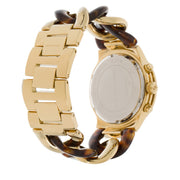 Michael Kors Watch MK4222 Chronograph Gold Tone Stainless Steel & Tortoise Chain Link Women Watch