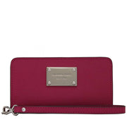 Michael Kors Jet Set Leather Slim Tech Wristlet- Deep Pink