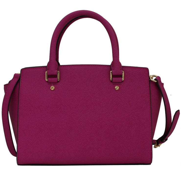 Michael Kors Selma Saffiano Leather Medium Satchel Bag- Fuschia