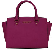 Michael Kors Selma Saffiano Leather Medium Satchel Bag- Fuschia