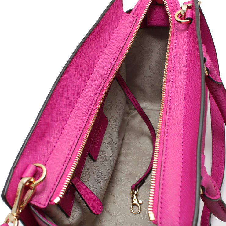 Michael Kors Selma Saffiano Leather Medium Satchel Bag- Fuschia