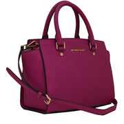 Michael Kors Selma Saffiano Leather Medium Satchel Bag- Fuschia